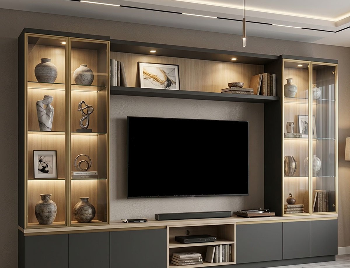 TV Unit with Display Shelves