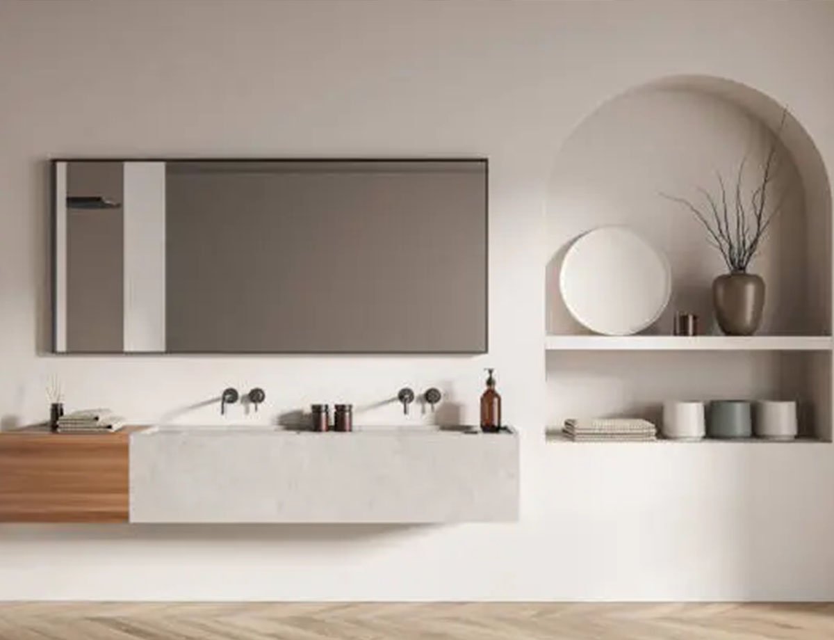 Minimalist Vanity with Open Shelves
