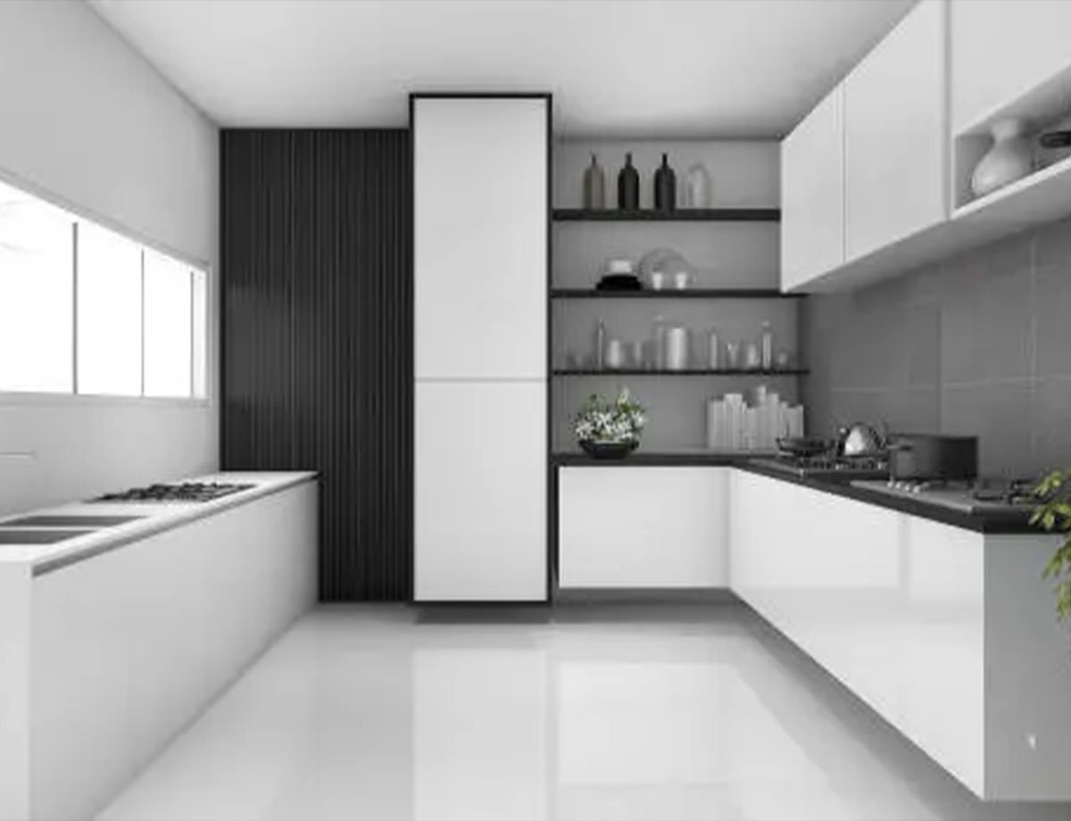 Modern Parallel Kitchen with Gloss Finish