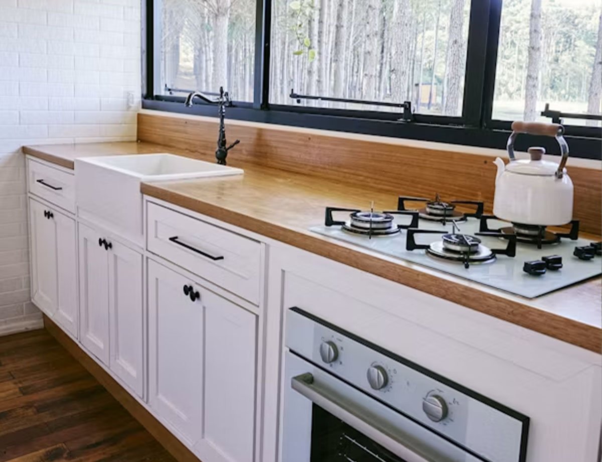 Wood Finish Galley Kitchen